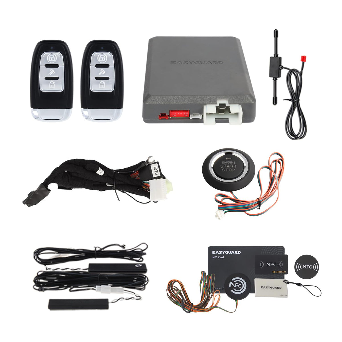 EC002PP Remote Starter with PKE Passive keyless Entry, Push Start Button, Fit for Key Start Gas Engine Jeep Wrangler 10-18 only firmware preloaded