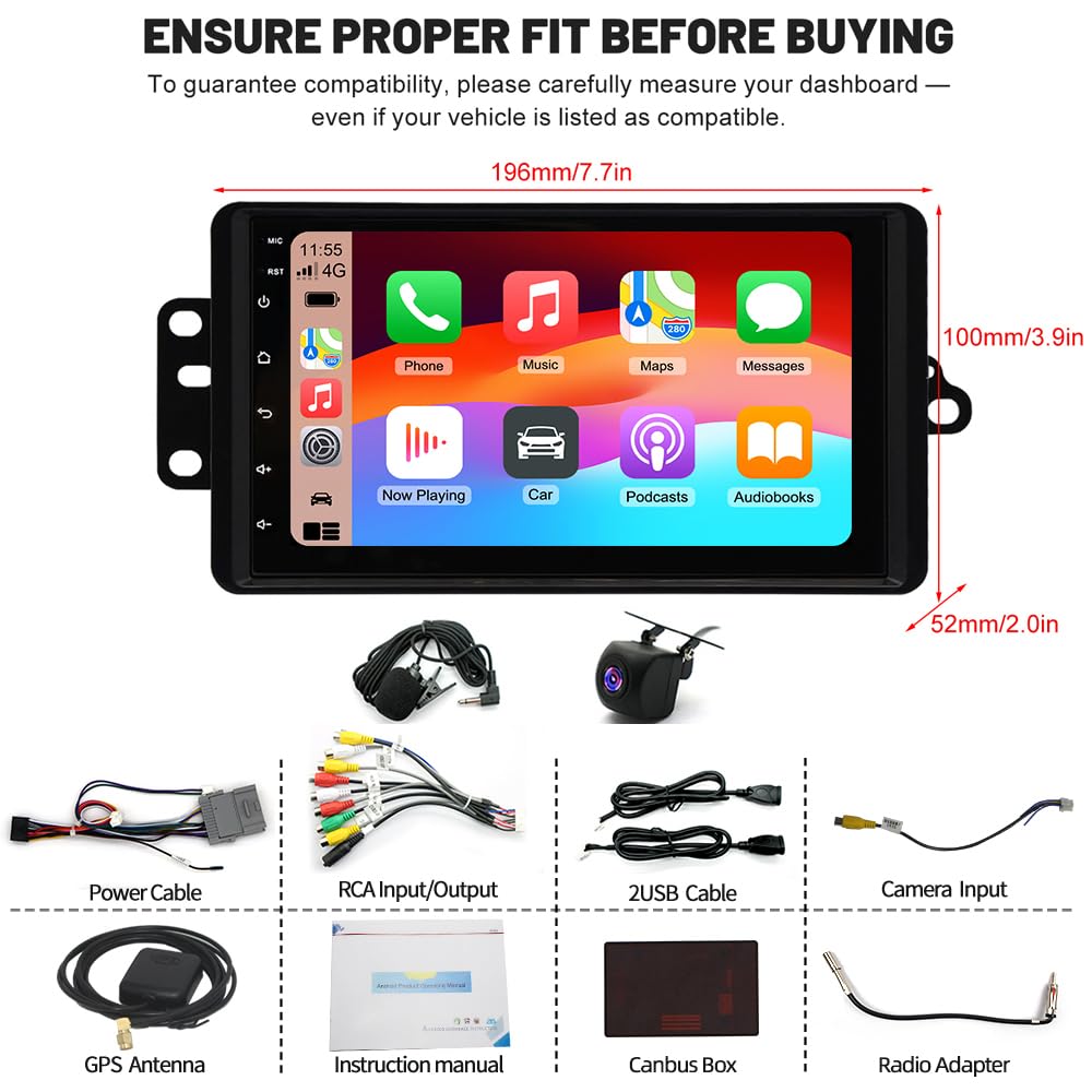 2+64G Android 13 Car Stereo for Monte Carlo 2000 2001 2002 2003 2004 2005 with Wireless CarPlay Android Auto, 7 Inch Touchscreen Car Radio Player Audio Receivers Headunit with GPS Navigation SWC DSP