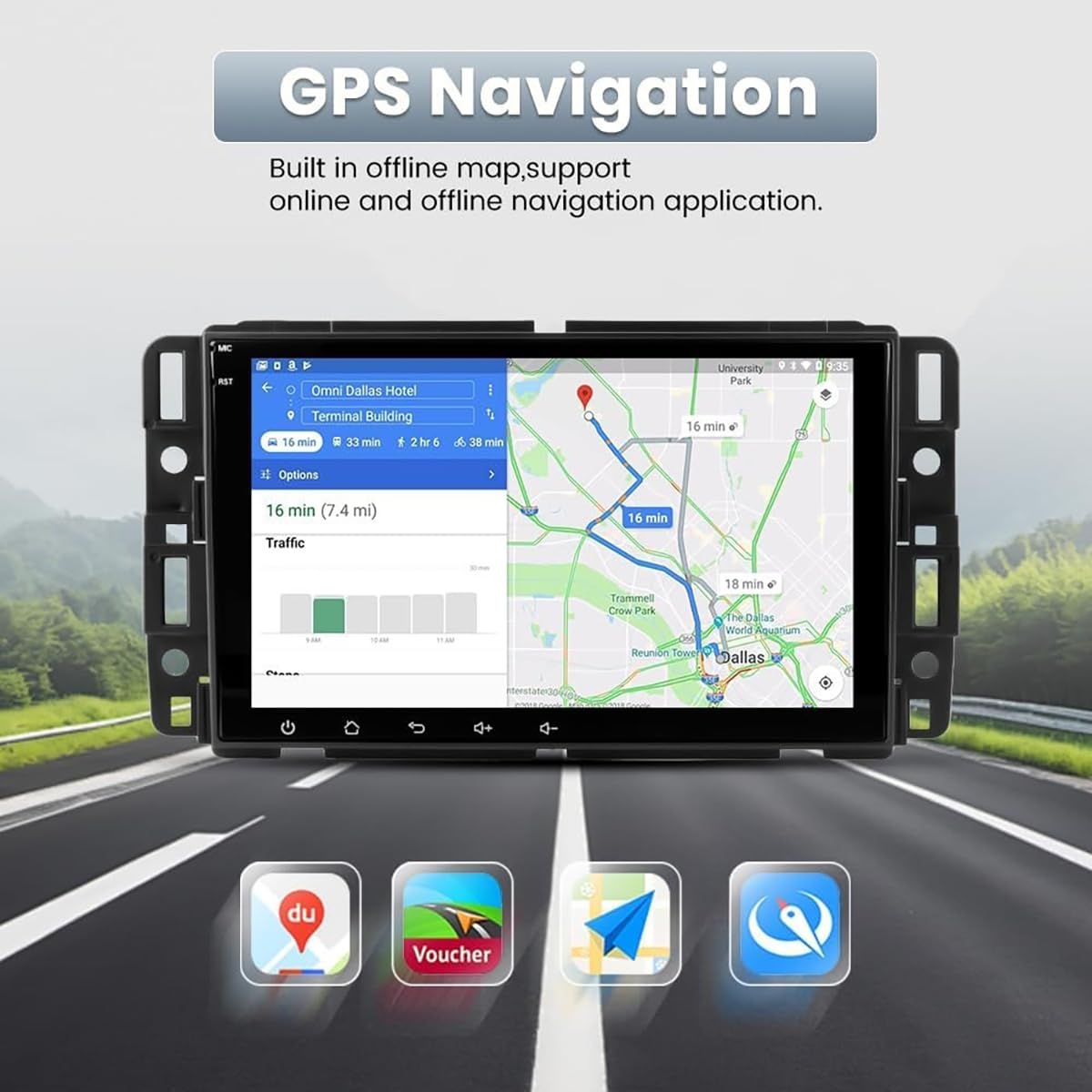 2+64G Android 14 Double Din Car Radio Stereo Upgrade for Buick Lucerne 2006-2011 w/Wireless Carplay Android Auto 8 Inch Touch Screen GPS Navigation Head Unit Radio BT DSP SWC Backup Camera Mic