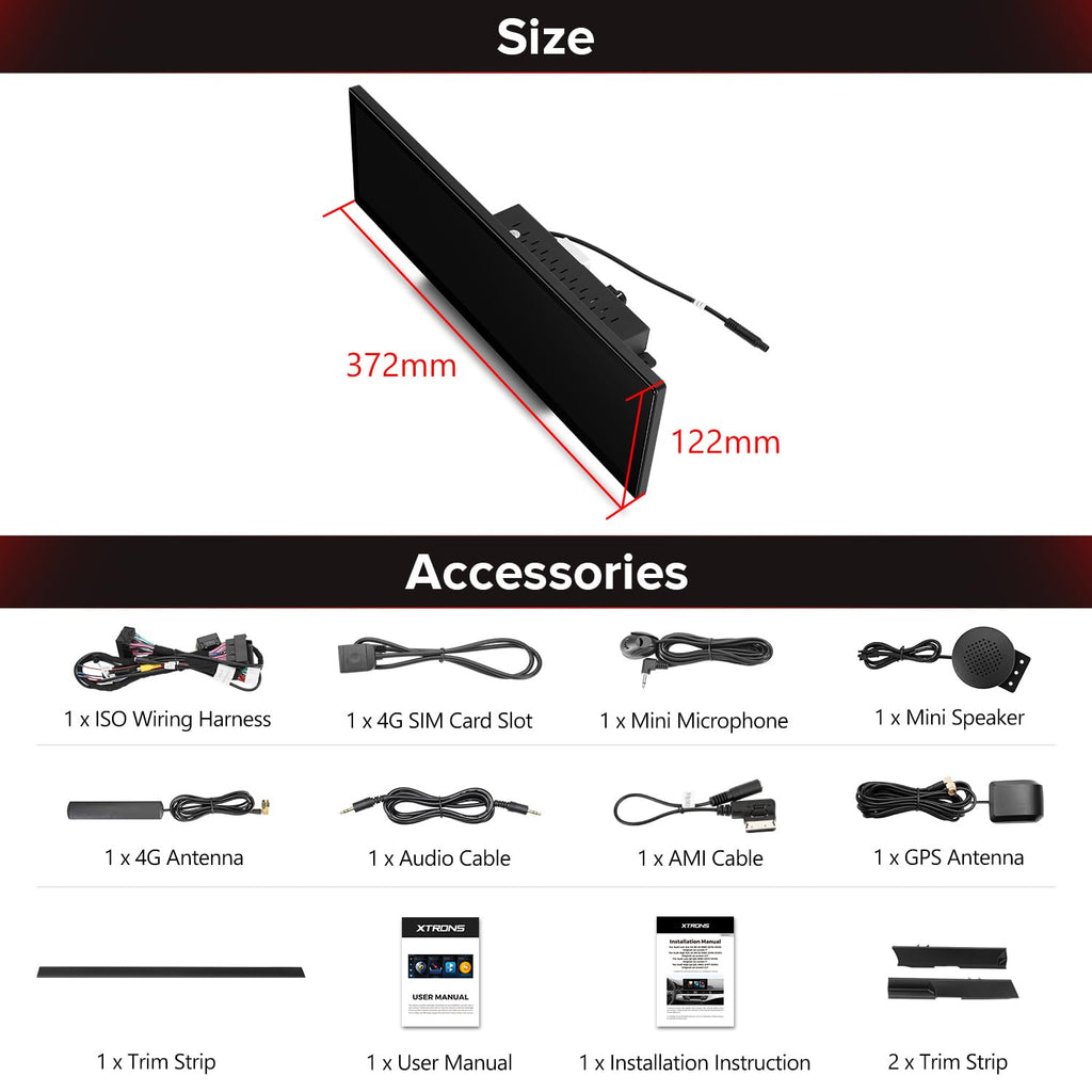 XTRONS 14.9 Inch Android 13 Car Stereo for Audi A4 A5 B9 (2016-2020) MIB2 System, 2K IPS Touch Screen 4+64 GB Global 4G LTE Car Radio GPS Navigation Support Wireless CarPlay Android Auto