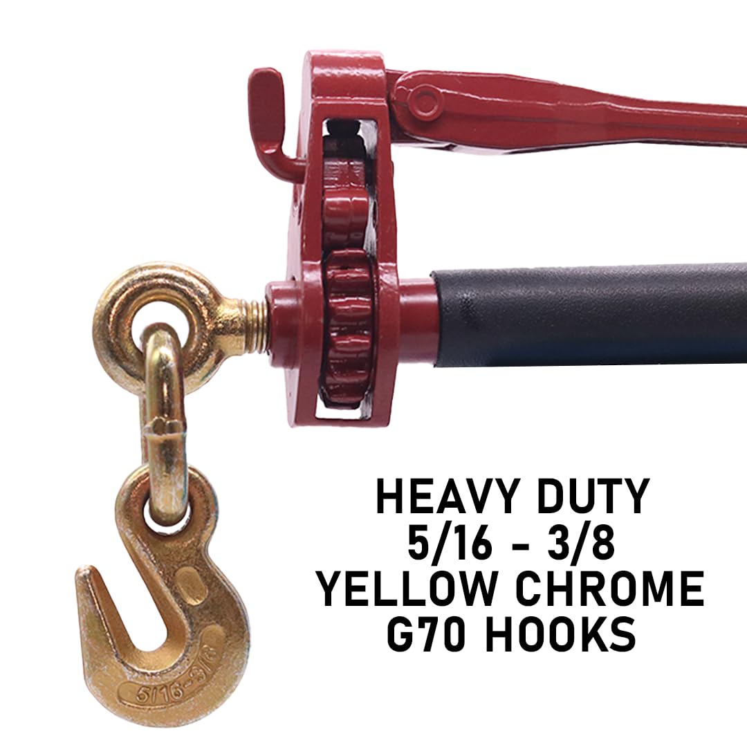 BoxerTool 4 Pack 5/16" - 3/8" Heavy Duty Folding Handle Ratchet Load Binder w/Grab Hook 7,100 lbs WLL - Transport Chain Binder