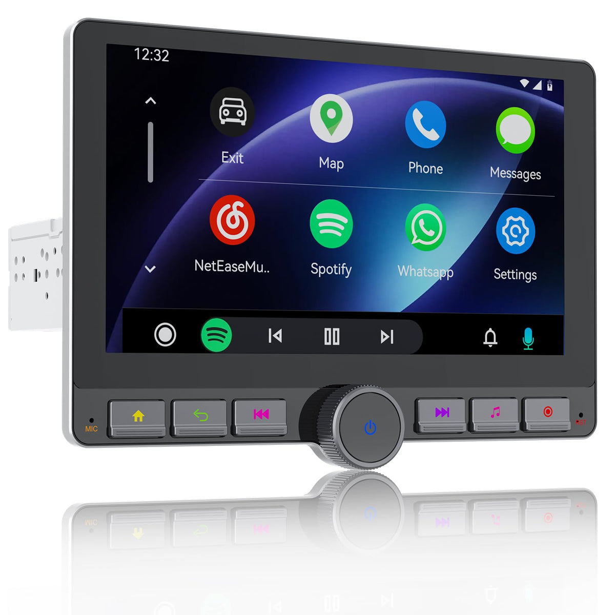 Haudio 10.1 Inch Single DIN Car Stereo, Compatible with Wireless CarPlay and Android Auto, Android 13, 2GB+64GB, DSP, Volume Knob, Physical Buttons, Multicolor Key Lights, GPS, WiFi, AHD Camera