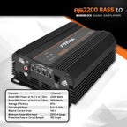 PRV Audio 2200 Watts Monoblock Class D Subwoofer Amplifier RS2200 BASS 1 Ohm – 12 Volts Car Amp, Built-in Crossover, Bass Boost, Smart Fans with Remote Sub Level Control Bass Knob Included