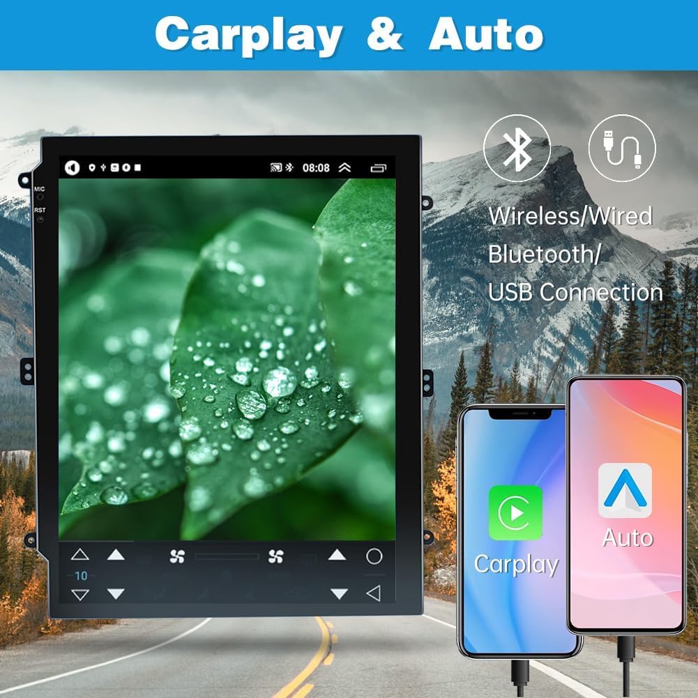 9.7 Inch Android 13 Car Stereo Radio for Ford F150 2009 2010 2011 2012 2013 2014 Touch Screen Double Din with Carplay & Android Auto Bluetooth Wi-FI/Steering Wheel Control/Car Stereo Radio [2GB+32GB]