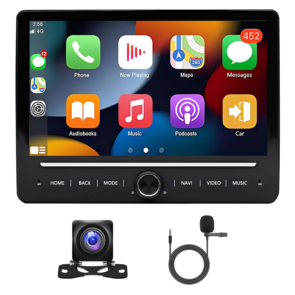 Car Radio for GMC Acadia 2007 2008 2009 2010 2011 2012 with Apple Carplay & Android Auto, 10" Car Stereo with GPS Bluetooth WiFi DSP FM RDS Camera, 4+64GB (Single Knob Touch Version)