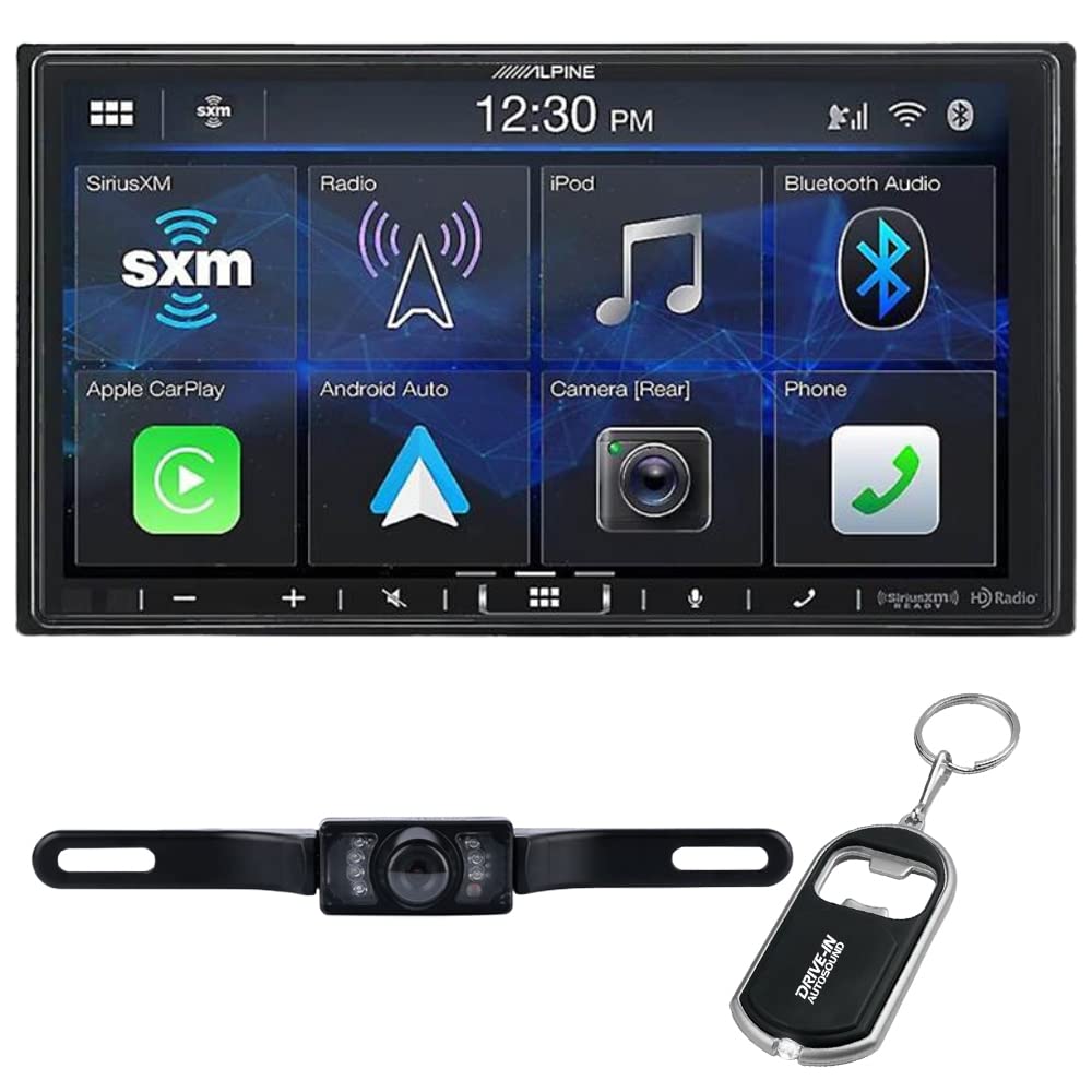 Alpine ILX-407 7" Shallow-Chassis Multimedia Receiver (Does Not Play Discs) and License Plate Camera