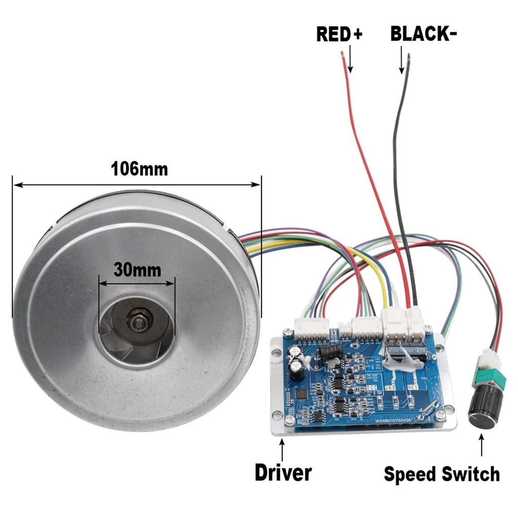 10690 DC 24V/48V High Power DC Brushless Centrifugal Blower for Dust Removal of Vehicle Vacuum Cleaner Spray Equipment.(24V Blower and Drive)