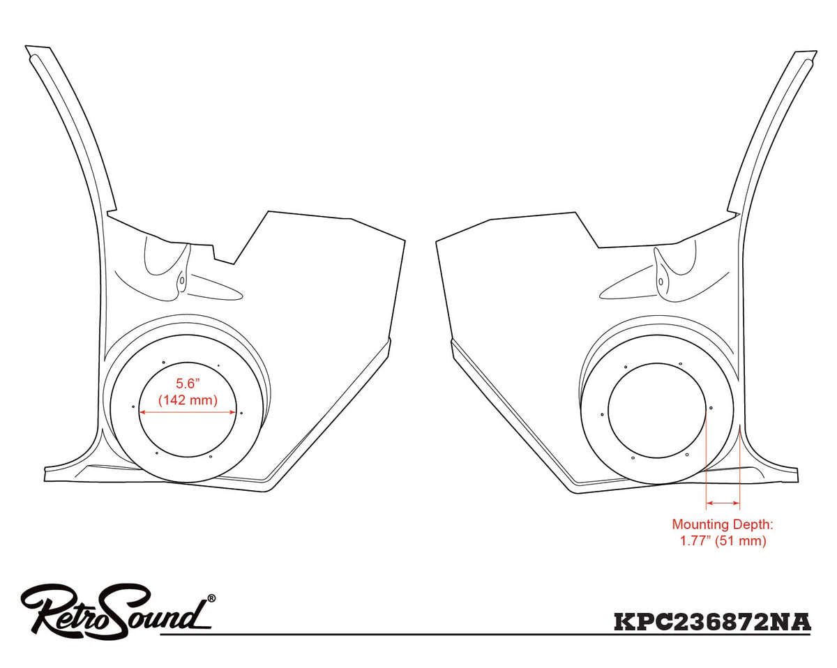 RetroSound Retro Manufacturing Kick Panels with Standard Speakers and Sound Dampening KPC236872A-62-M