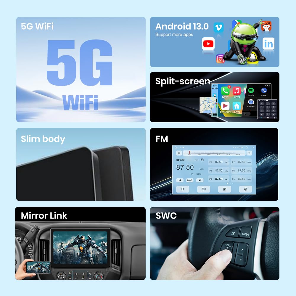 AWESAFE 13.1 inch Car Radio Stereo for Chevy Silverado GMC Sierra 2014-2018 with CarPlay Android Auto