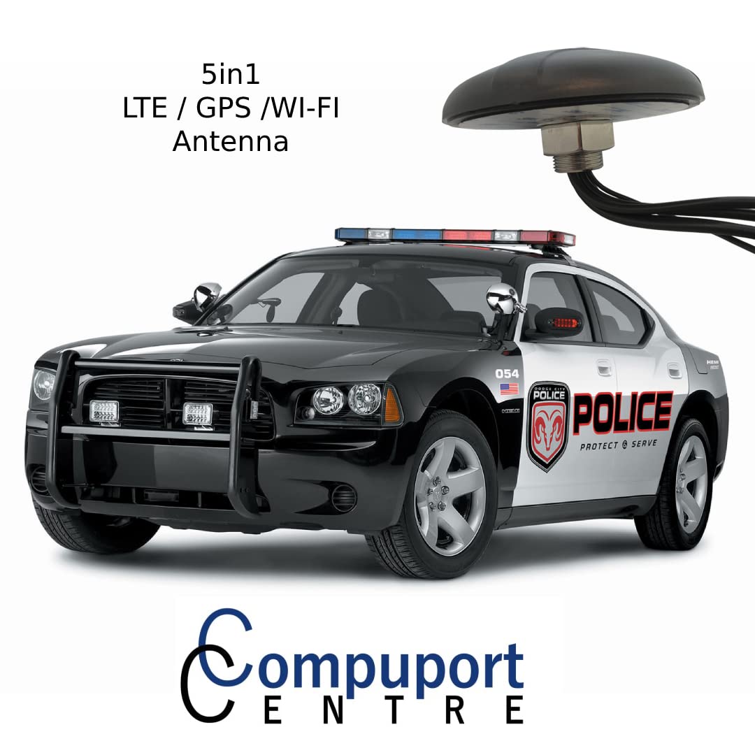 CompuPort 5-in-1 Professional MIMO LTE+GPS+Wi-Fi Screw Mount Combination Vehicle Antenna Compatible with Sierra Wireless, Microhard, Cradlepoint, Digi, Peplink and Other Cellular Modems