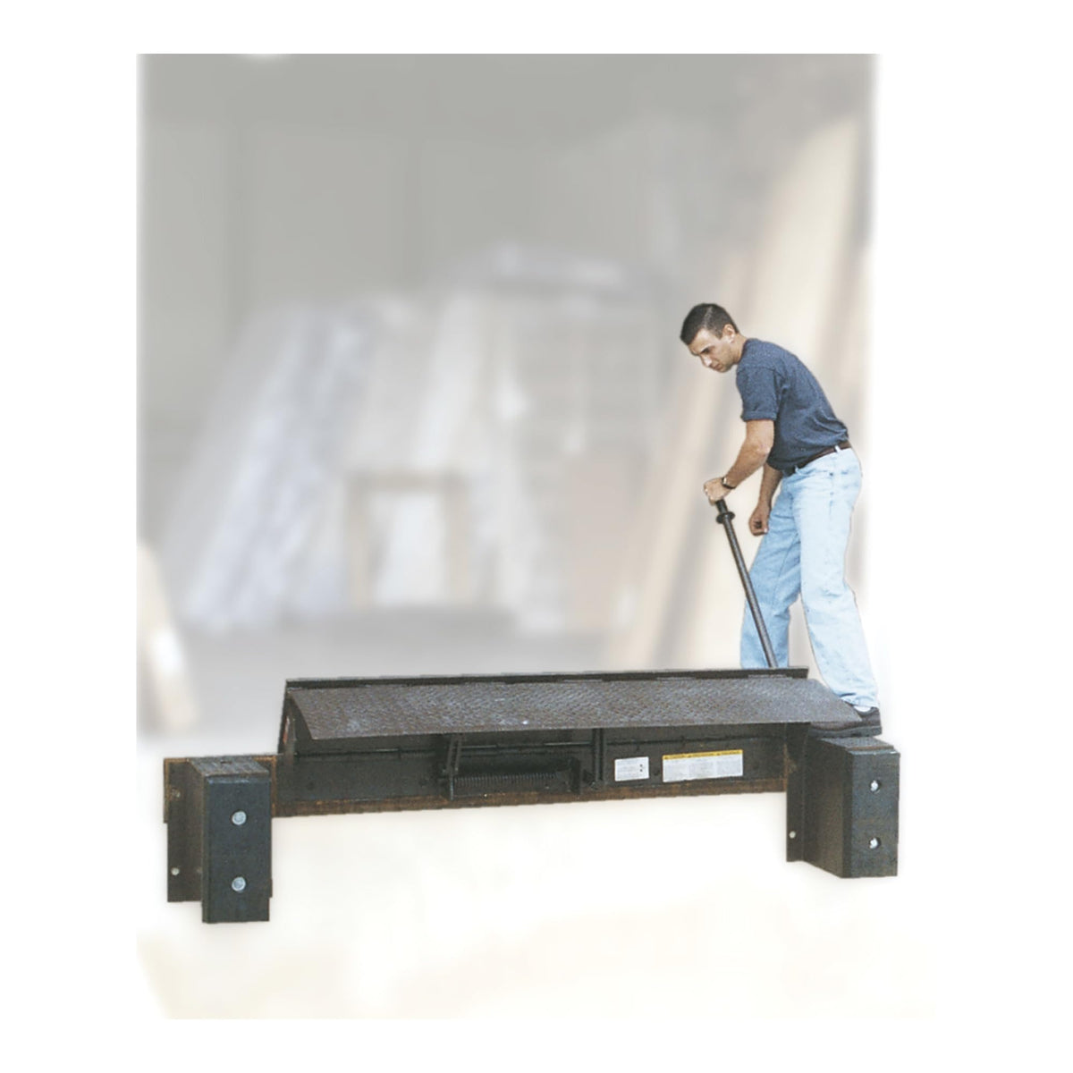 Vestil FM-0648 Steel Mechanical Edge O Dock Leveler 48 in. Ramp Width 6,000 Lb. Capacity Brown