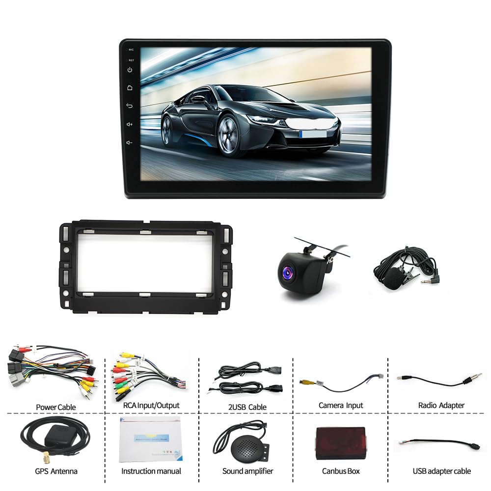 10 inch Touch Screen Radio for GMC Acadia 2009 2010 2011 GPS Head Unit,Double Din Car Stereo for GMC Acadia Installation Kit with CarPlay/Android Auto,Bluetooth WiFi SWC+ Backup Camera,4G+64G