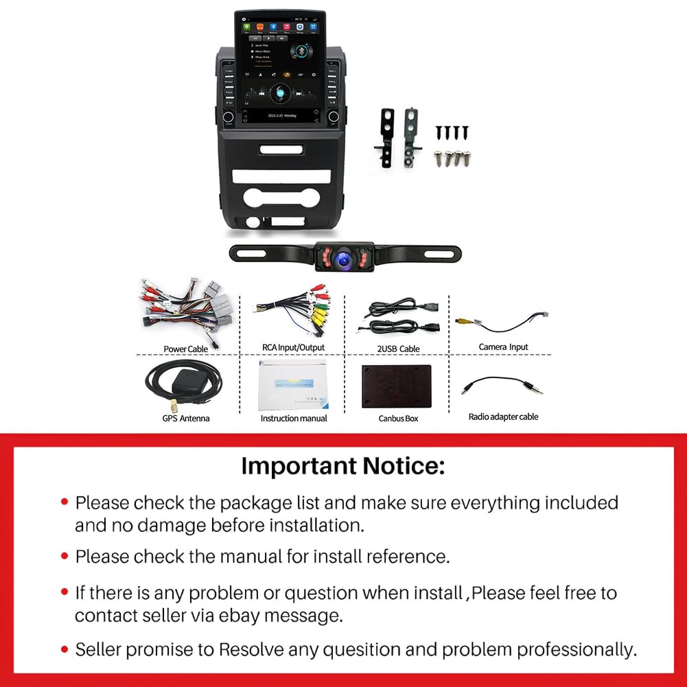 9.7 Inch Android 13 Car Stereo Radio for Ford F150 2009 2010 2011 2012 2013 2014 Touch Screen Double Din with Carplay & Android Auto Bluetooth Wi-FI/Steering Wheel Control/Car Stereo Radio [2GB+32GB]