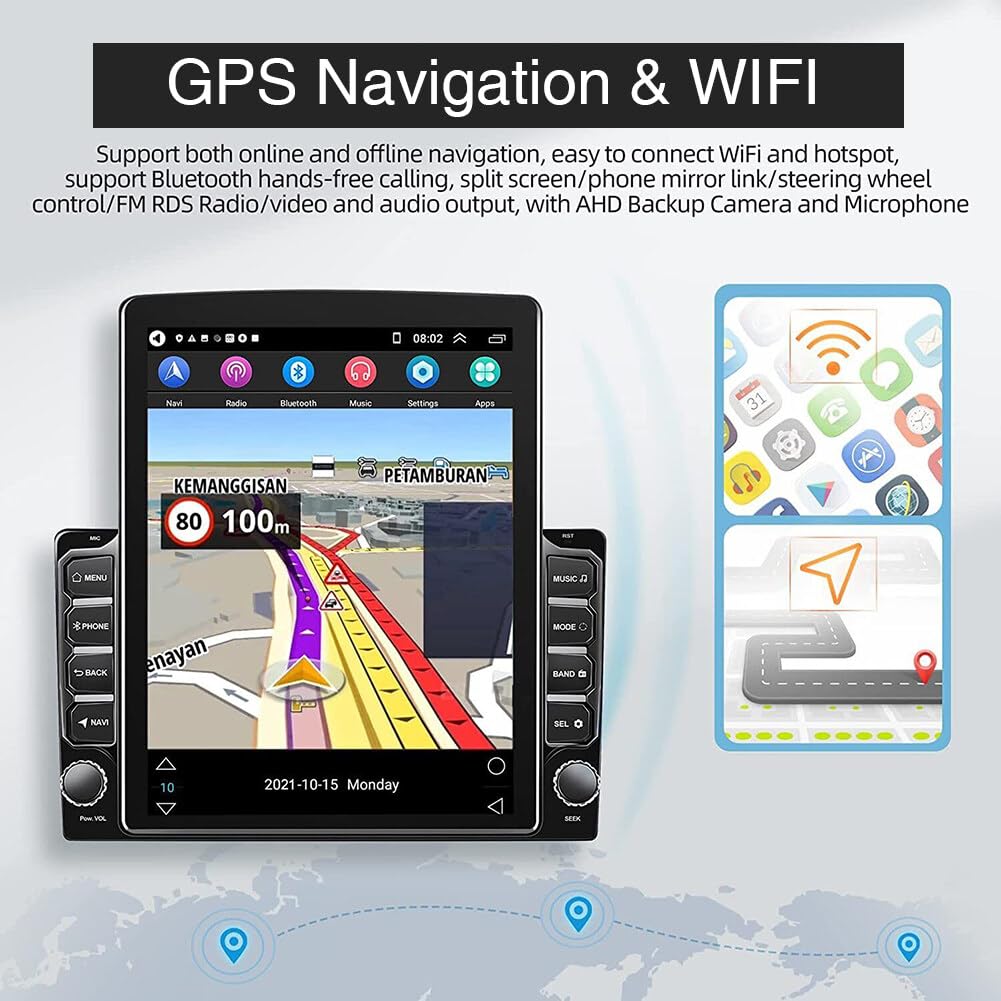 9.7" Double Din Car Stereo Radio for Toyota Tundra 2000-2006,Android 15 Double Din Touchscreen w/Wireless Carplay Android Auto GPS WiFi Bluetooth DSP SWC Mirrorlink Mic Backup Camera