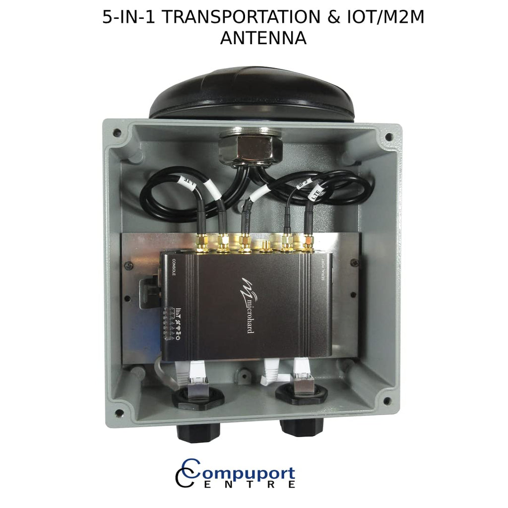 CompuPort 5-in-1 Professional MIMO LTE+GPS+Wi-Fi Screw Mount Combination Vehicle Antenna Compatible with Sierra Wireless, Microhard, Cradlepoint, Digi, Peplink and Other Cellular Modems
