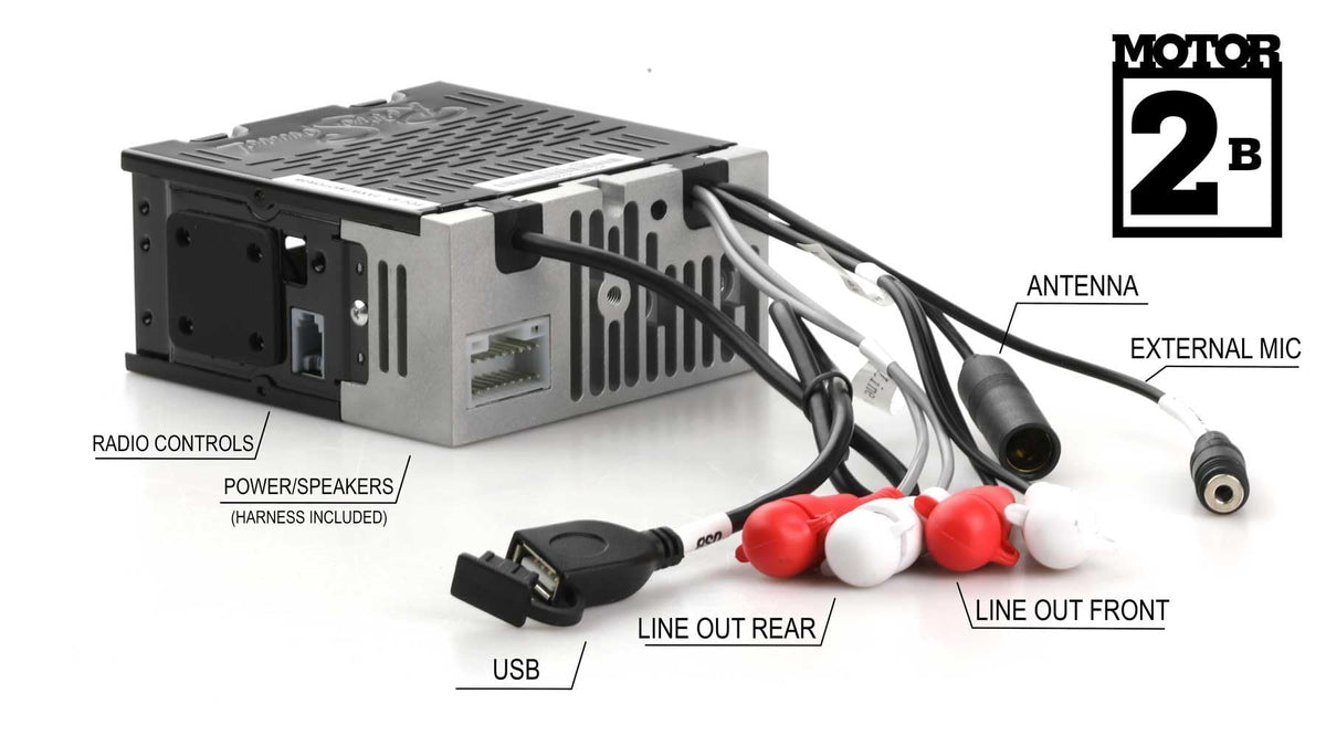 Motor 2 Radio with Chrome Face, Black Pushbuttons, Bezel, and Knobs Kit HCB-M2-117-120-37-73