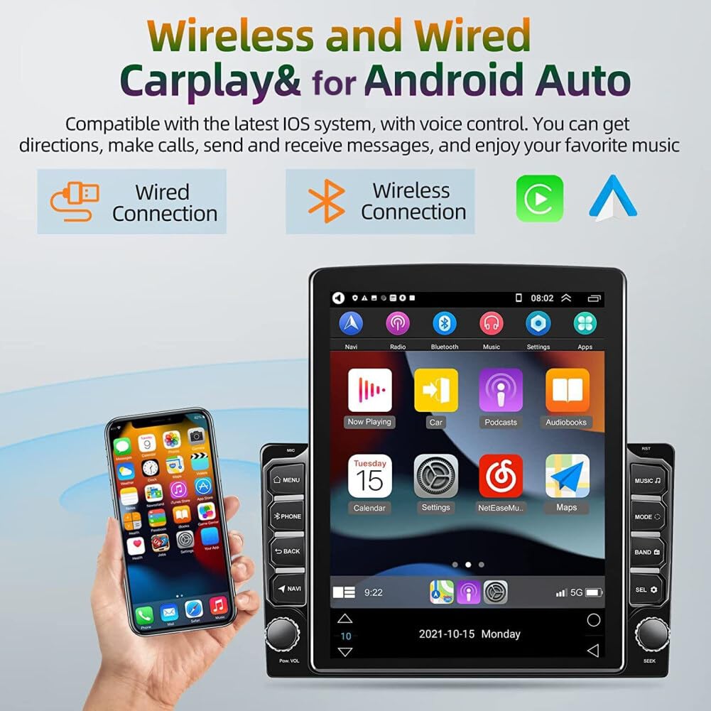 9.7" Double Din Car Stereo Radio for Toyota Tundra 2000-2006,Android 15 Double Din Touchscreen w/Wireless Carplay Android Auto GPS WiFi Bluetooth DSP SWC Mirrorlink Mic Backup Camera