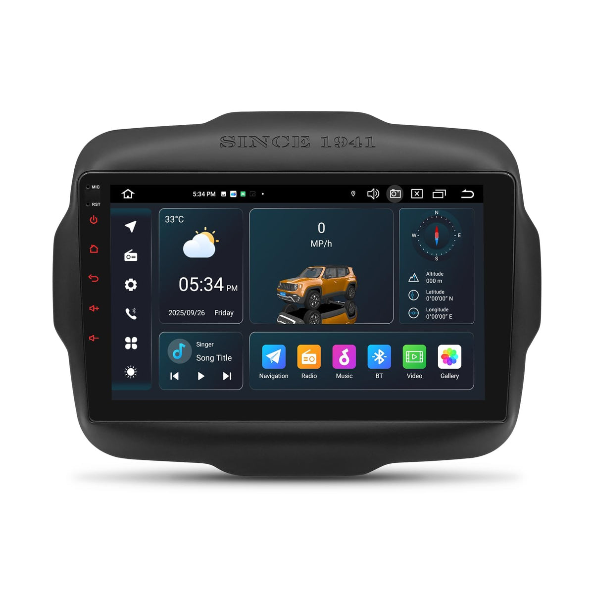 Android 14 Car Stereo Radio for Jeep Renegade 2015-2023, 9 inch QLED Touch Screen GPS Navigation Bluetooth Head Unit Built-in Car Auto Play Support 4G LTE WiFi SWC DSP 6+64GB