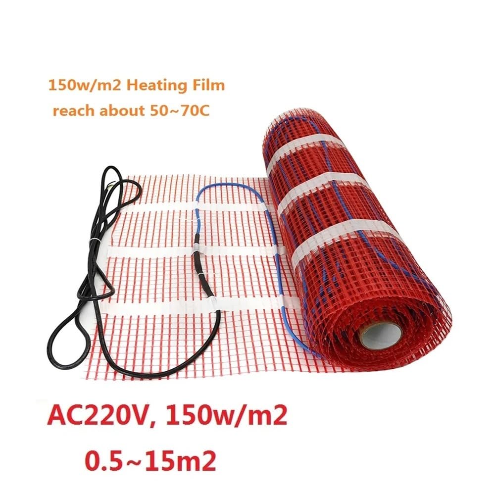 150w/m2 0.5~15m2 Warm Floor Heating Mat for Ceramic Tile Wooden Floor Heating System Width 50cm Satisfied(50cmX3m - 225W)