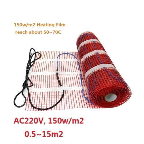 150w/m2 0.5~15m2 Warm Floor Heating Mat for Ceramic Tile Wooden Floor Heating System Width 50cm Satisfied(50cmX3m - 225W)