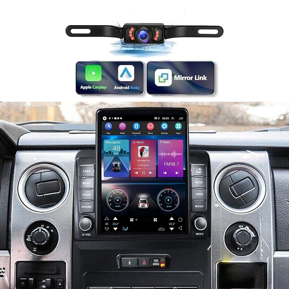 9.7 Inch Android 13 Car Stereo Radio for Ford F150 2009 2010 2011 2012 2013 2014 Touch Screen Double Din with Carplay & Android Auto Bluetooth Wi-FI/Steering Wheel Control/Car Stereo Radio [2GB+32GB]
