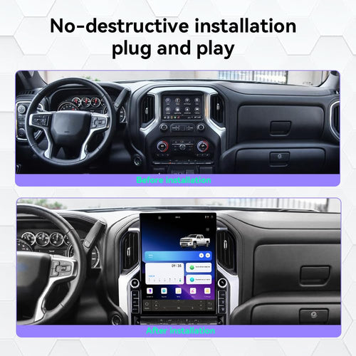 16.2 Inch Touch Screen 4+64GB Android 15 Car Radio, Wireless Carplay Android Auto GPS Navigation Multimedia Head Unit for GMC Sierra Chevrolet Silverado 2019-2023