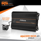 PRV Audio 2200 Watts Monoblock Class D Subwoofer Amplifier RS2200 BASS 1 Ohm – 12 Volts Car Amp, Built-in Crossover, Bass Boost, Smart Fans with Remote Sub Level Control Bass Knob Included
