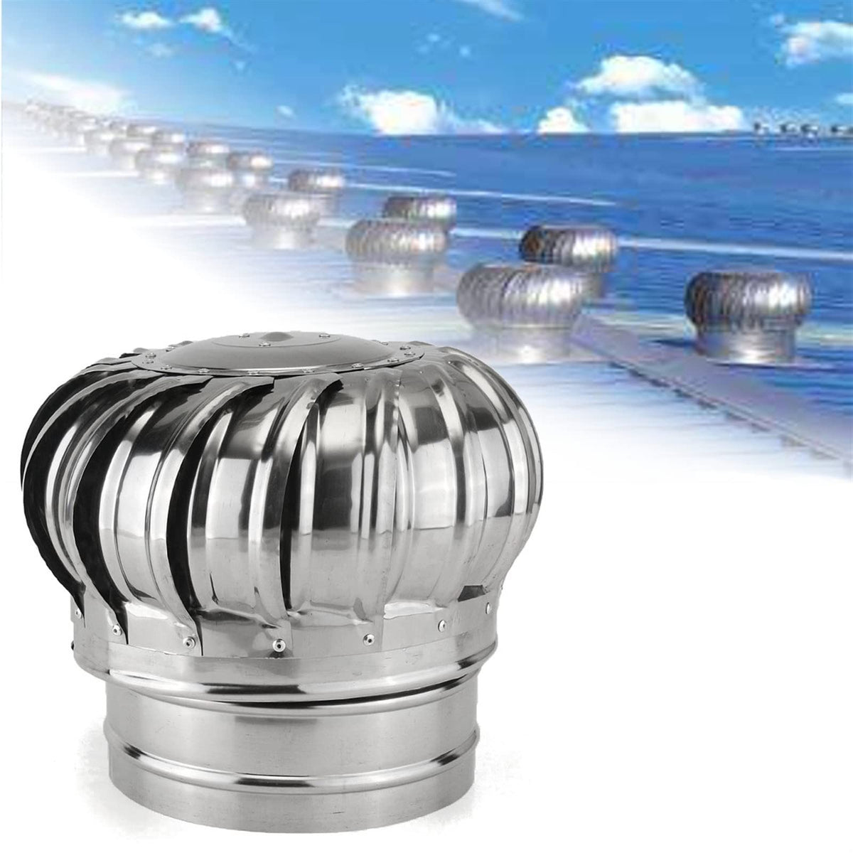 Roof Round Air Turbines Ventilator Roof Ventilator, 20 24 Inch Wind Turbines Attic Air Vent Ventilating Fan - 304 Stainless Steel Spinning Ventilation Rotating Chimney Co,500mm/19.6 in