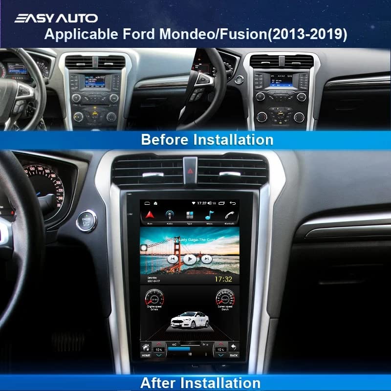 Omnitek Car Radio for Ford Mondeo Fusion MK5 Tesla Style Touch Screen Multimedia Player GPS Navigation Head Unit 2Din Carplay SYNC 1 DSP