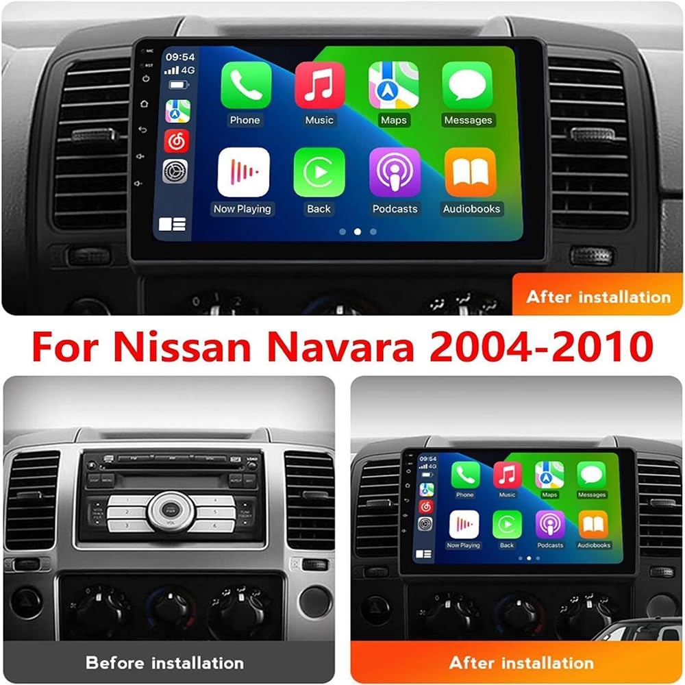 Android 13 Car Radio for Nissan NAVARA 2006-2012, 9 inch Touch Touch Screen Stereo Double Din Radio with Wireless Carplay Bluetooth Android GPS Navi WiFi FM RDS AHD Backup Camera SWC, 2+32G