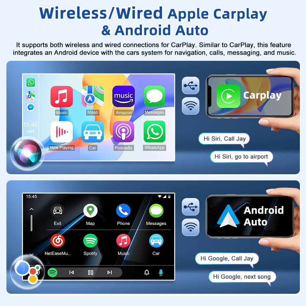 Car Stereo for Chevrolet GMC 2007-2014 w/Wireless Carplay and Android Auto, 9.7 Inch Touchscreen Android 13 Double Din Car Radio Receiver Head Unit GPS Navi Bluetooth WiFi FM AHD Backup Camera, 2+32G