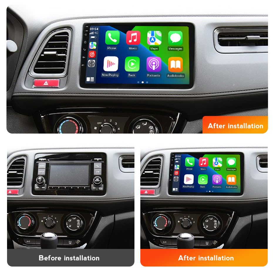 4+32GB 8 Core 9" IPS Touch Screen Android Car Radio for Honda HR-V HRV XRV Vezel 2013-2019 Android 12 Upgrade Radio Stereo Dash Kit Built-in Car-Play Android Auto GPS Navi