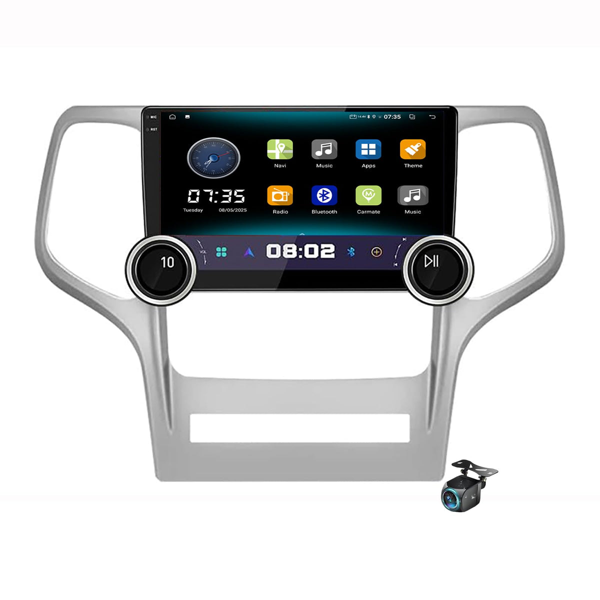 10.1‘’ Android Radio for【Jeep Grand Cherokee 2010 2011 2012 2013】 Dual Knobs CarPlay/Android Auto Autoradio Android FM Radio Car Navigation Stereo Pad Player GPS IPS Touch Screen BT WiFi 2+64G