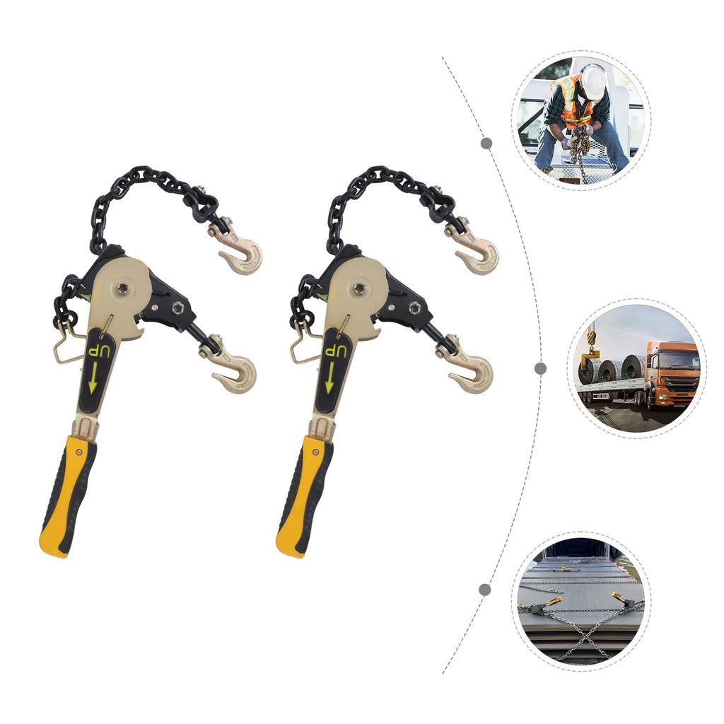 2pcs Ratcheting Chain Binder, 3/8-1/2in 6600 Lbs Cargo Control Tool, Yellow