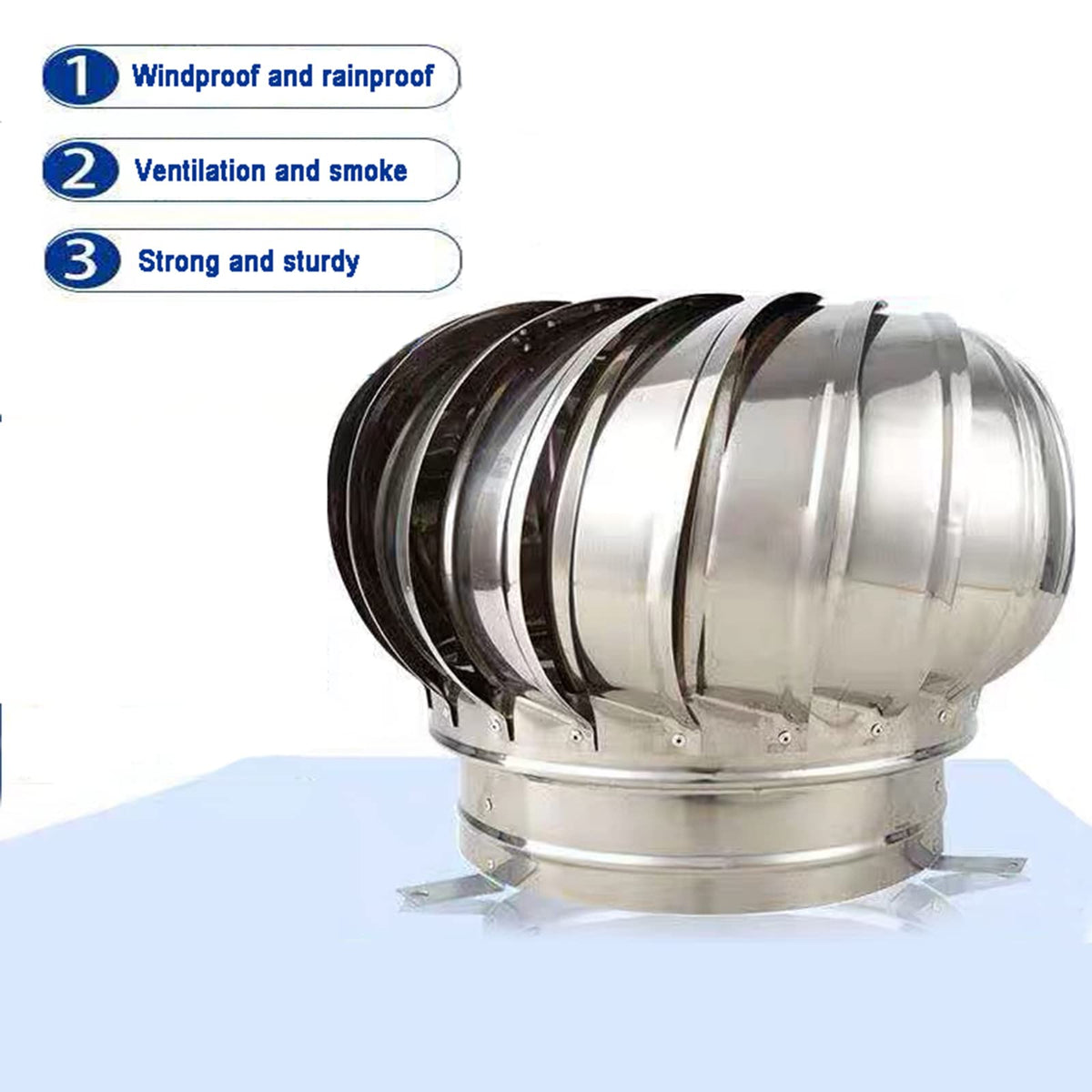 Stainless Steel Spinning Roof Turbine Ventilator for Ventilation Chimney Cowl Anti Downdraught Cap Spinner (100mm)