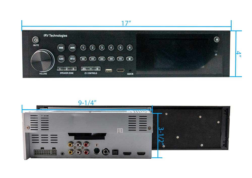 Car Stereo with Bluetooth,IRV Technology iRV35 Independent Zone 3 RV Stereo, Supports HDMI ARC,Digital Surround Sound,APP,A&FM,DVD,MP4,Clock,USB,3 Zones Wall Mount Car Audio Receiver