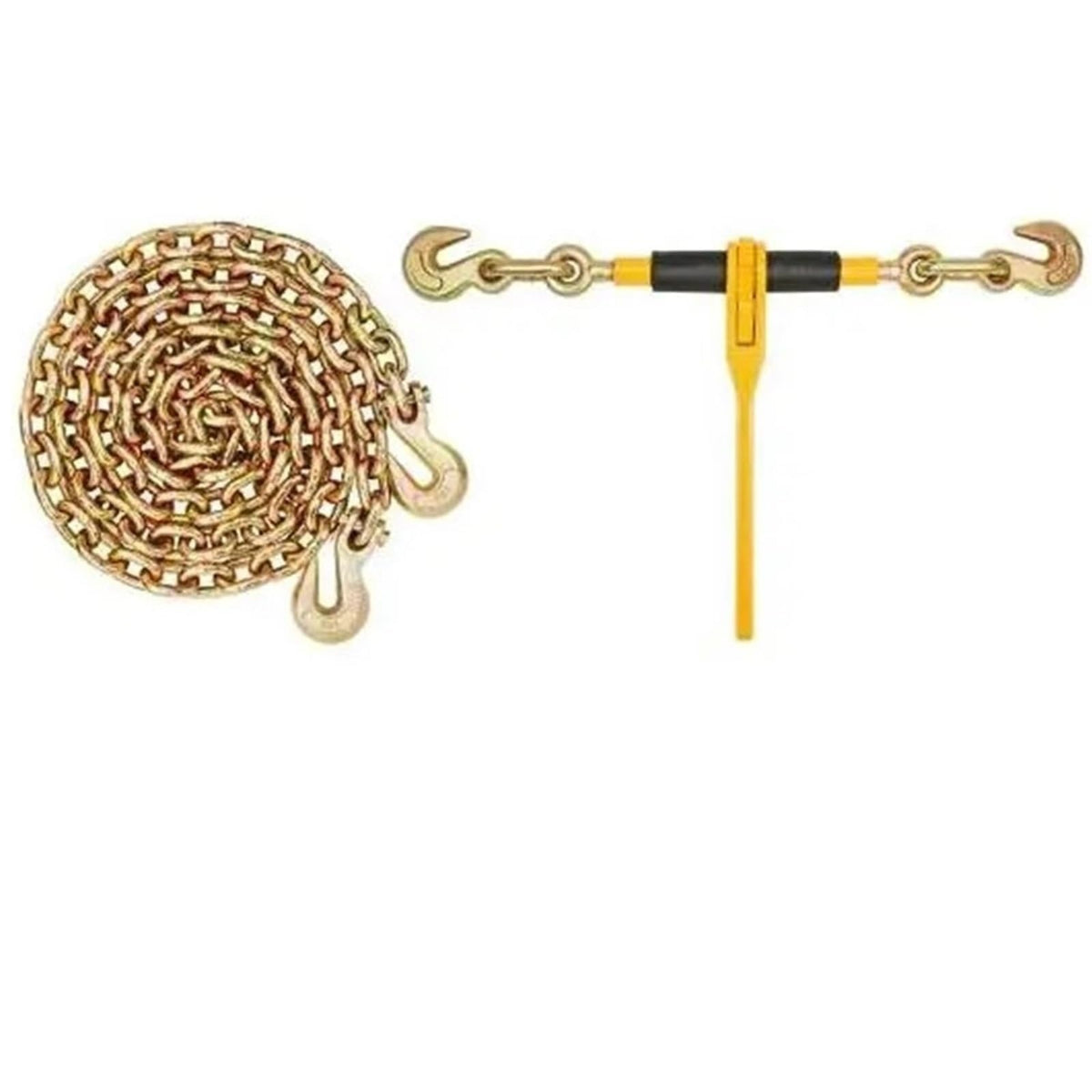 Obstacle Car Towing Rope Transport Binder Chain, Binder Chain Ratchet Load Tie Down Binders with Grab Hooks G80 Chains for Truck Towing Hauling for Transportation