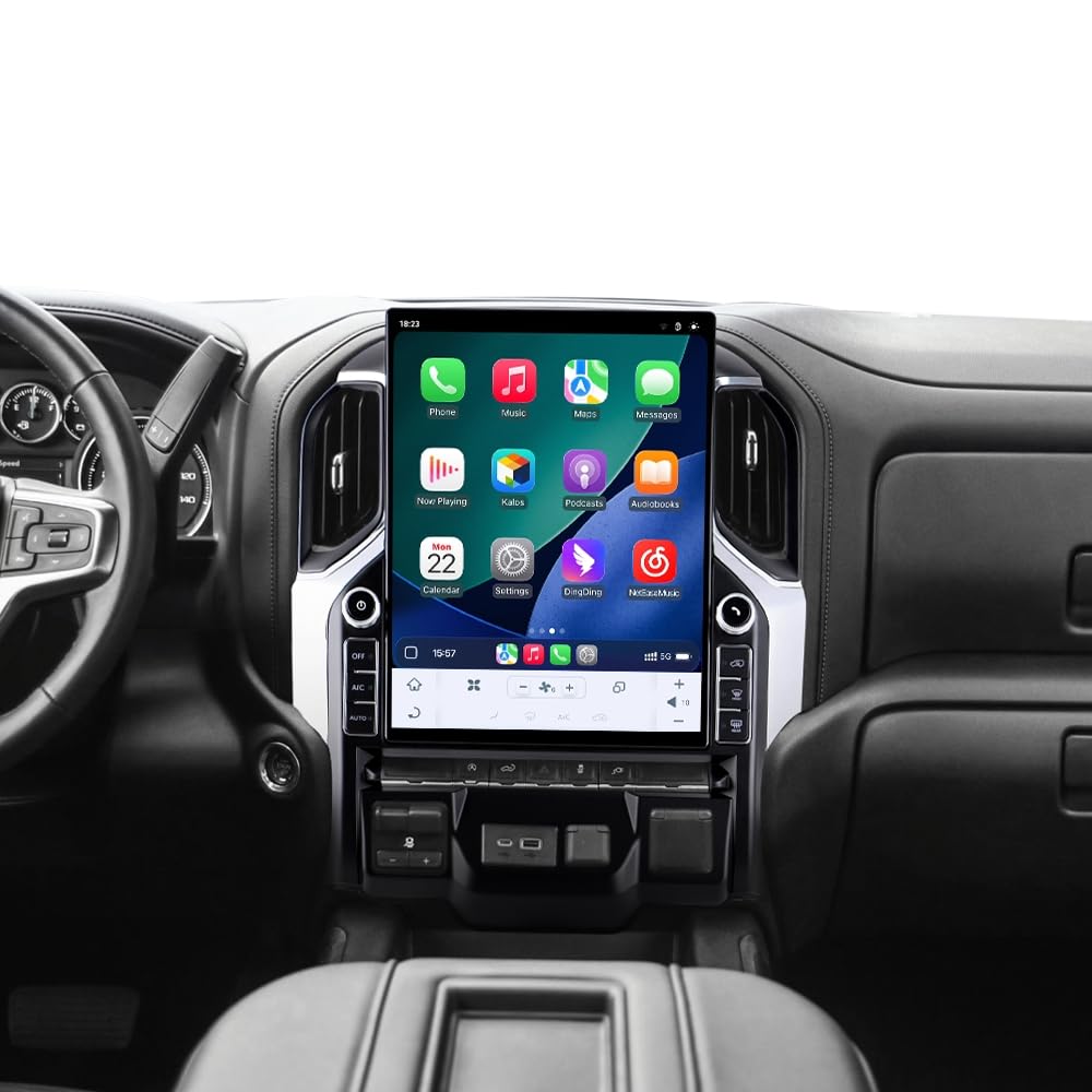 16.2 Inch Touch Screen 4+64GB Android 15 Car Radio, Wireless Carplay Android Auto GPS Navigation Multimedia Head Unit for GMC Sierra Chevrolet Silverado 2019-2023