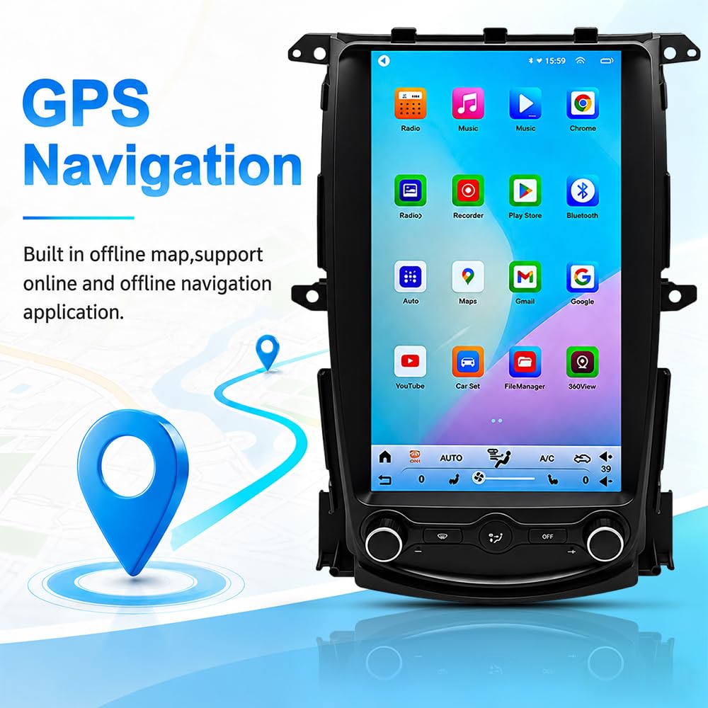13.8 Inch Touchscreen Android 15 Car Stereo for Nissan 370Z 2009-2021