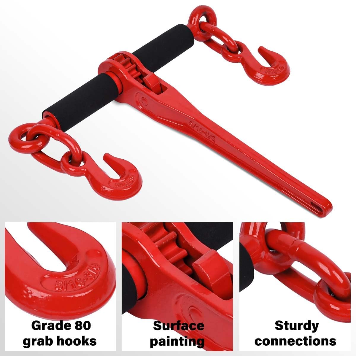 Grade 80 Chain and Binder Set w/ G80 Chain Hooks - 5,400 lbs WLL