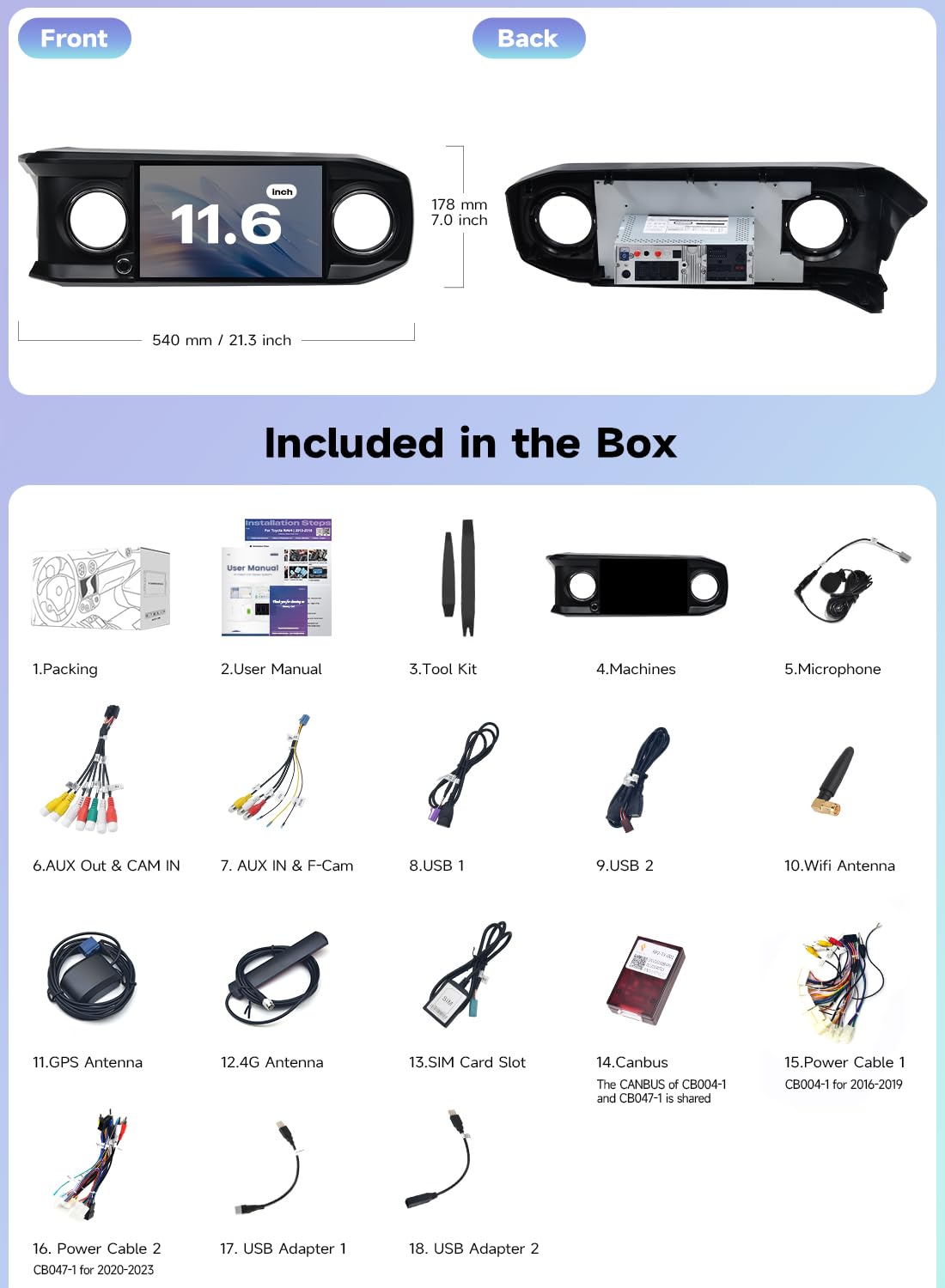 X14 11.6" Android 14 Stereo for Toyota Tacoma 2016-2023