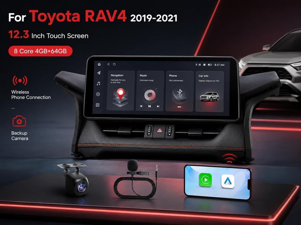 Car Radio for Toyota Rav4 2019-2022: 8 Core 4+64G Car Radio Stereo