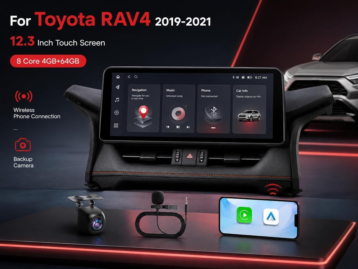 Car Radio for Toyota Rav4 2019-2022: 8 Core 4+64G Car Radio Stereo