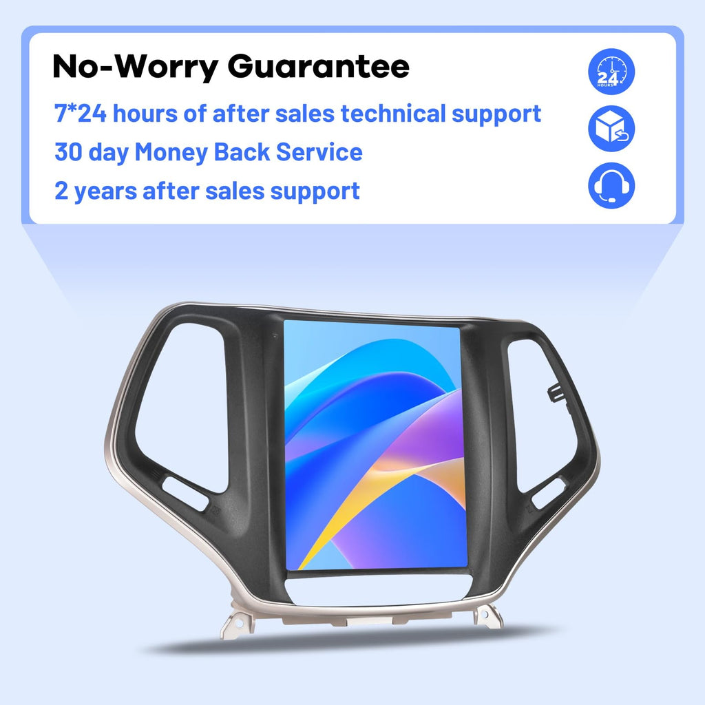 [2G+64G] Car Radio for Jeep Cherokee 2013-2018, 9.7 inch Vertical Screen Cherokee Android Stereo, Carplay/Android Auto/1080P/SWC +AHD Backup Camera+MIC