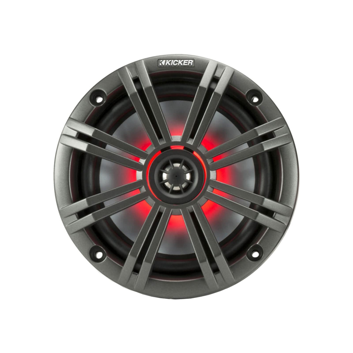 1 Pair (Qty 2) of Kicker 6.5" 2-Way 195 Watts Peak Power Coaxial Marine Audio Multicolor LED Speakers with Charcoal Grilles, 6.5" Marine Tower Speaker Enclosures (Pair) - Black