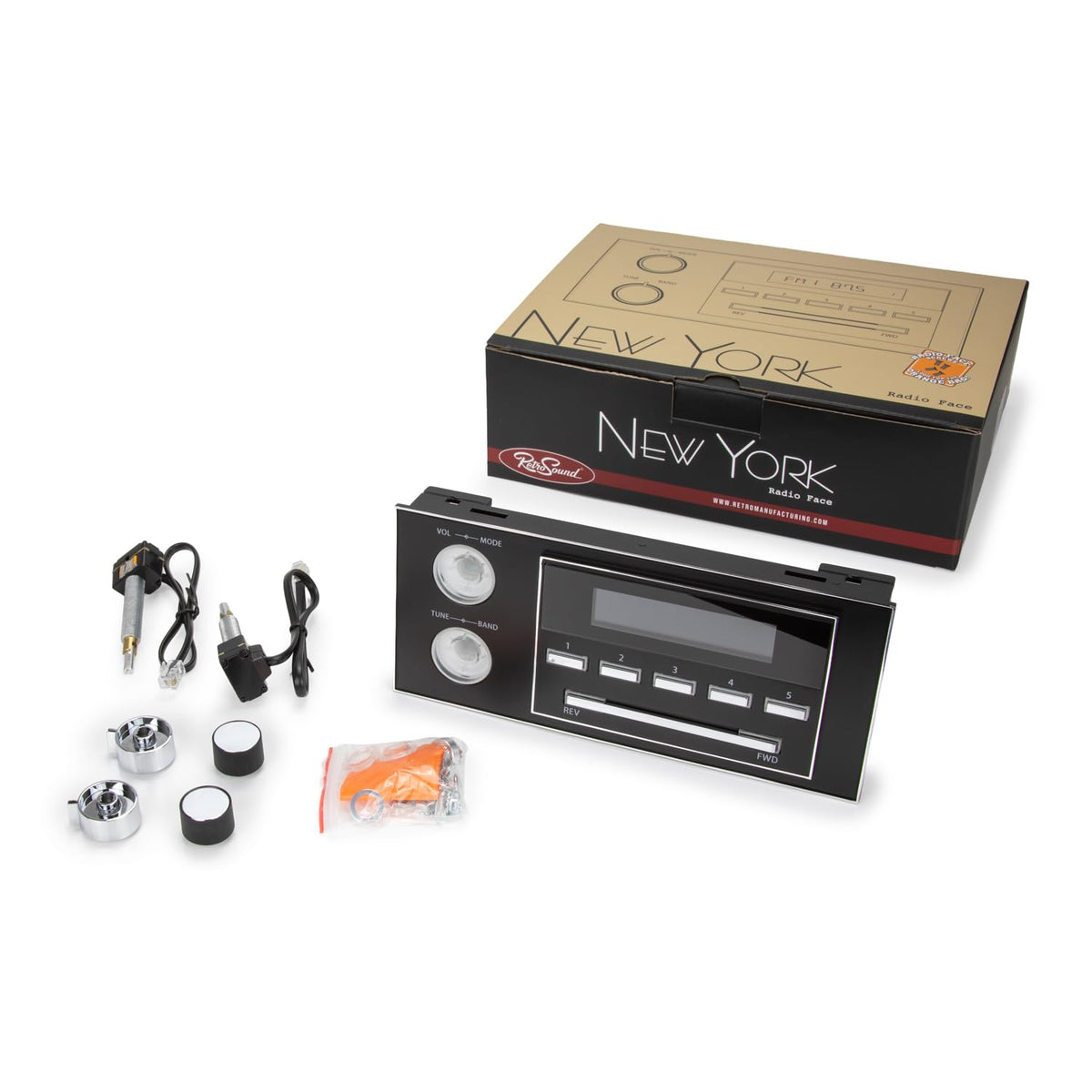 New York 1.5 DIN Direct-fit Radio Stereo Various 1995-02 Chevrolet & GMC SUV, Pickup Truck, Fullsize Van; 1999-02 Cadillac Escalade Bluetooth Hands-Free USB MP3 WMA FLAC AM/FM RCA
