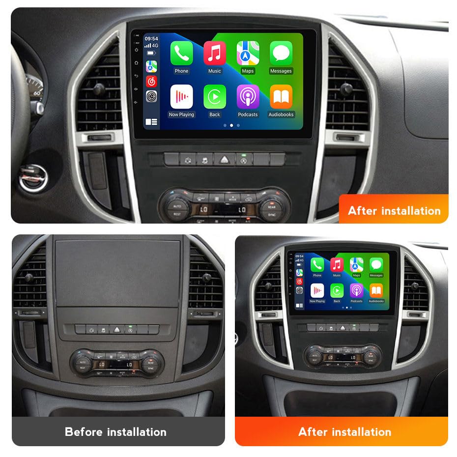 Android car Radio for Mercedes Benz Vito3 W447 2014 2015 2016-2020,10 inch Car Stereo Touch Screen Upgrade with Wireless CarPlay/Android Auto GPS Navigation WiFi FM Radio Head Unit,2G+32G