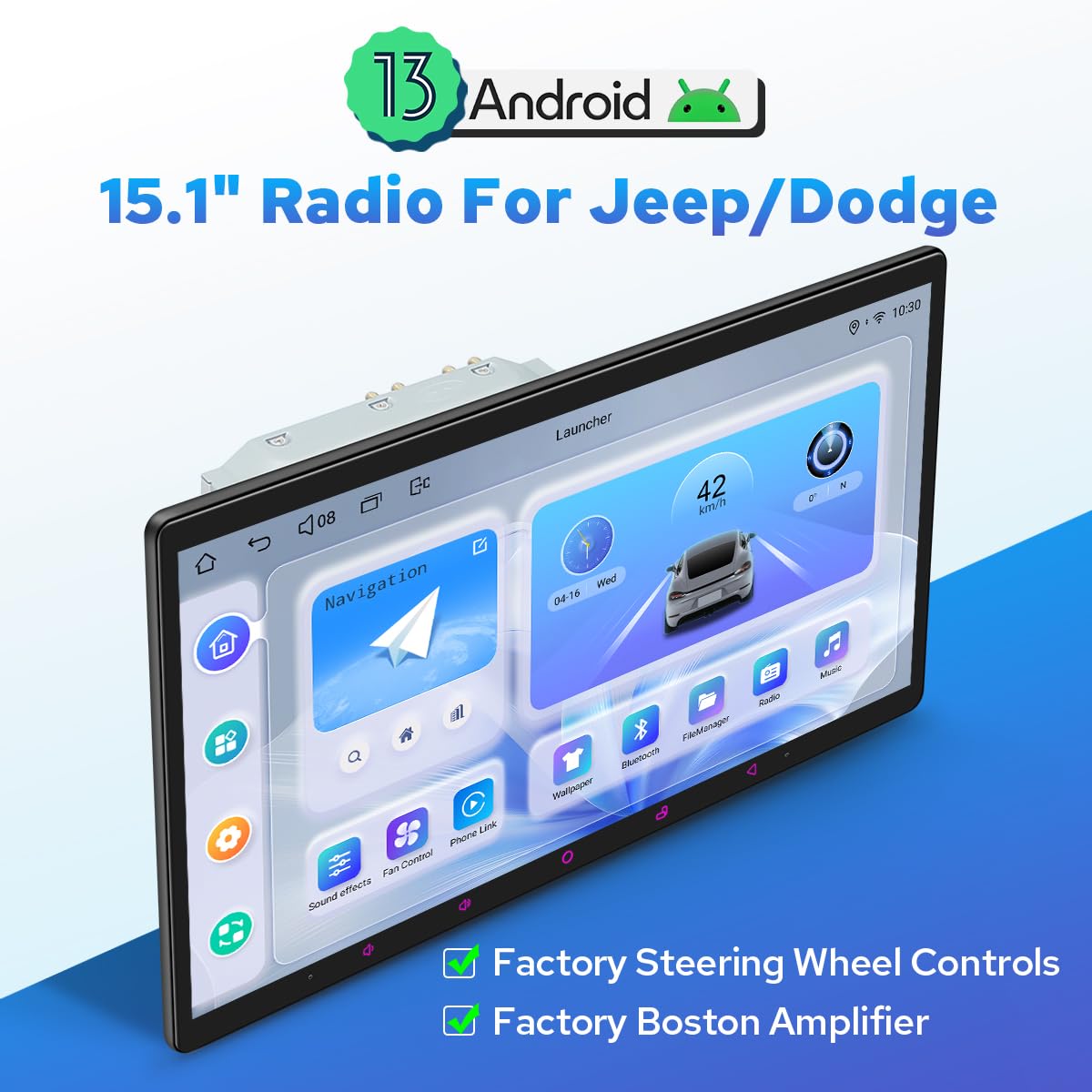 Joying Car Stereo for Jeep Wrangler Jk 2011-2017, Commander 2008-2010, 15.1" Car Radio for Dodge Ram 1500 2009-2012, Ram 2500/3500 2010-2012 with Carplay, Android Auto, AM/FM Radio(JY-JP108T4)