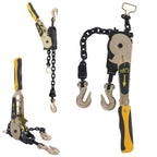Ratcheting Chain Binder Kit, Easy Ratchet Chain Binder with Grab Working Load Tie Down Hooks Heavy Duty Tie Down Ratchet Load Binder for Trucks & Flatbed Trailers (5/16" - 3/8", 2 Pack)
