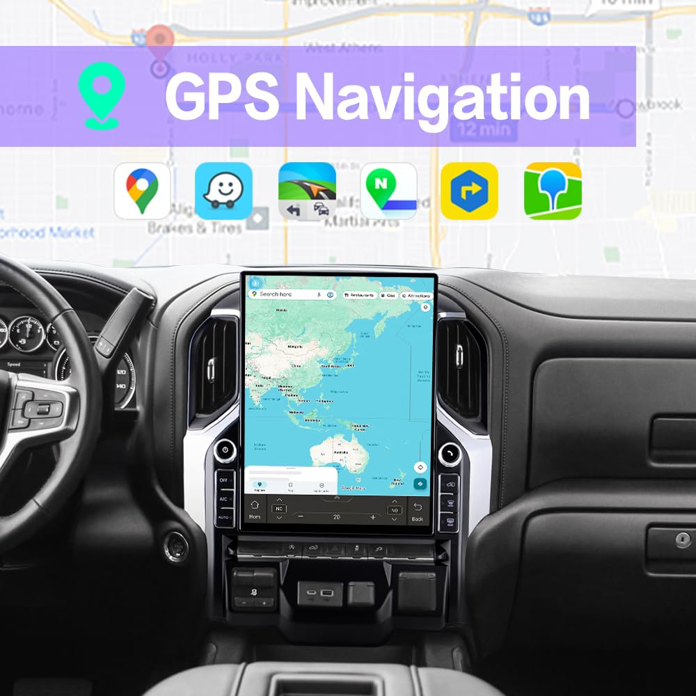 16.2 Inch Touch Screen 4+64GB Android 15 Car Radio, Wireless Carplay Android Auto GPS Navigation Multimedia Head Unit for GMC Sierra Chevrolet Silverado 2019-2023